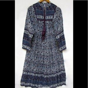 Boho Maternity Maxi Dress India Block Print tassels